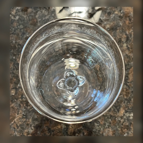 Lenox Platinum Double Rimmed Floral Etched Crystal Wine Glass Set of Four - Picture 5 of 6